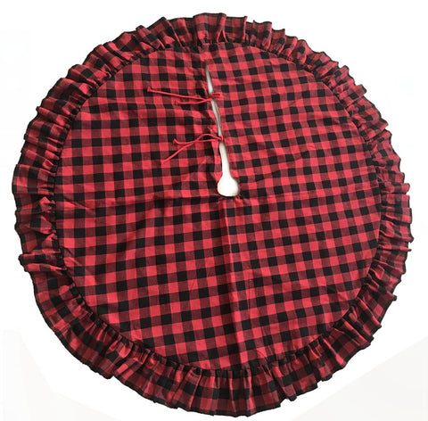 Holiday Applicable Lace Printed Plaid Tree Skirt