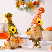 Autumn Decoration Harvest Season Old Hat Holding Pumpkin Doll