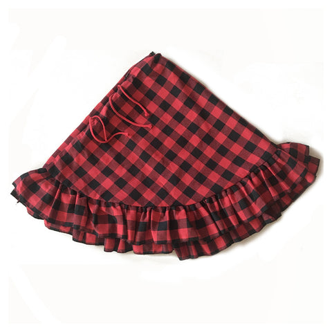 Holiday Applicable Lace Printed Plaid Tree Skirt