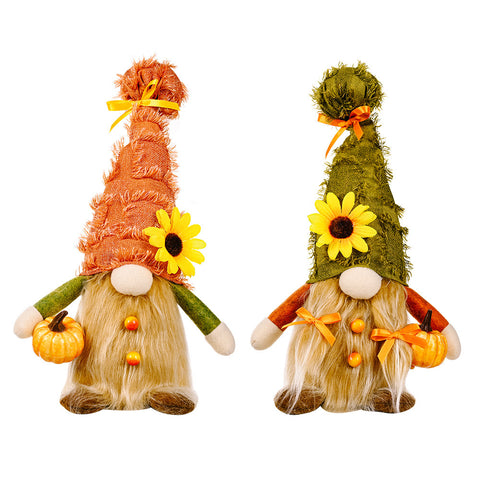 Autumn Decoration Harvest Season Old Hat Holding Pumpkin Doll