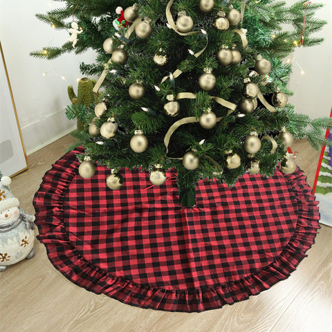 Holiday Applicable Lace Printed Plaid Tree Skirt